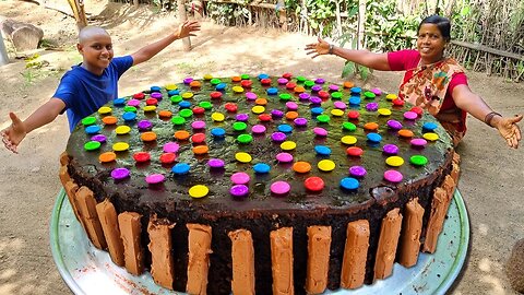 GEMS CHOCOLATE CAKE | Amazing KitKat Cake Recipe | Yummy Chocolate Cake | Village Fun Cooking