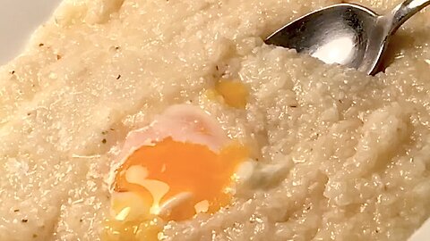 Scrambled Or Sunny Egg And Grits Made In Mini Portable Rice Cooker..