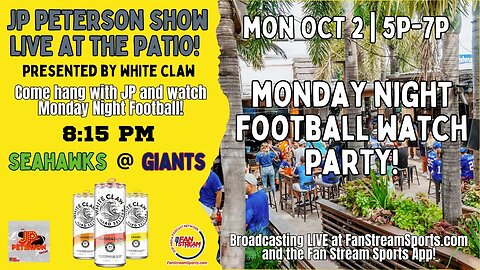 JP Peterson LIVE from The Patio 10/2: Monday Night Football Watch Party | Bucs Recap