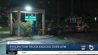 Stolen tow truck knocks over ATM outside Sorrento Valley bank
