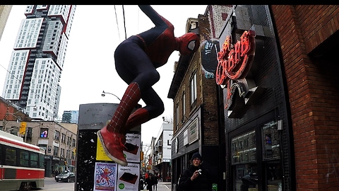 Friendly Spider-man "pays the price" for being street superhero