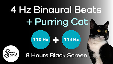 4 Hz Binaural Beats With a Cat's Purr | Meditate | Relax | Fall Asleep | 8 hrs Black Screen