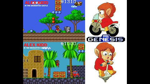 Alex Kidd in the Enchanted Castle (Sega Genesis) Pogo Alex + Motorcycle Alex