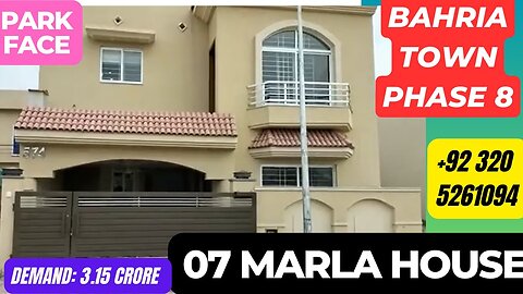 7 Marla Park Face Designer House in Usman Block Bahria Town Phase 8 For Sale Demand 3.15 Crore
