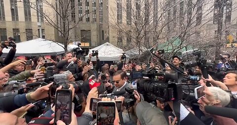 Rep George Santos Is Surrounded By Press Outside NYC Courthouse
