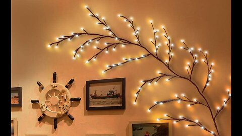 Goeswell Lighted Willow Vine Twig Branches Garland Wall Decor Birch Tree with Fairy Lights