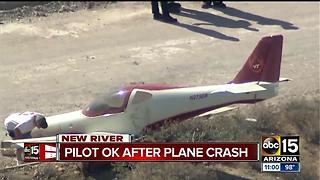 Pilot OK after plane crashes north of Phoenix