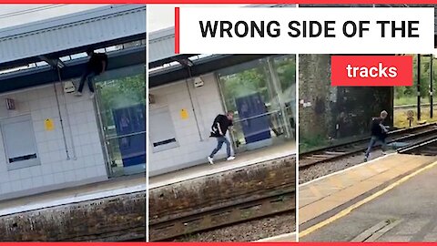 Man vaults over train station wall to flee police