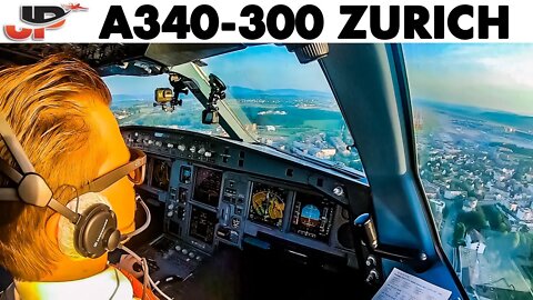 Piloting AIRBUS A340 into Zurich | Pilot Briefings & Beautiful Approach
