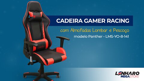 Cadeira Gamer Phanter - Lenharo Mega Store - Modelo LMS-BY-8-141 – Vermelha