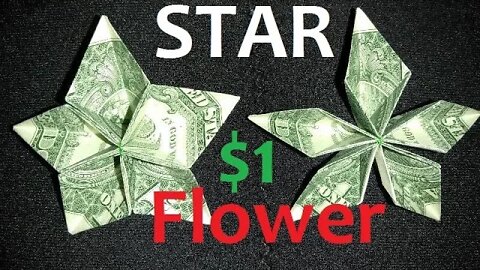 Easy 3D $1 Origami Star or Flower, 5 Point Starfish + Double Sided Too! Money Dollar Design © #DrPhu