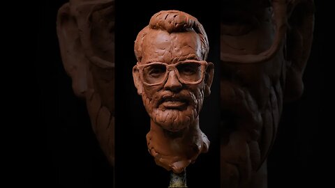 Sculpting Portrait Of Bearded Matt Walsh To Banjo Music.