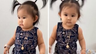 Little Girl Adorably Dances To Some Techno Beats