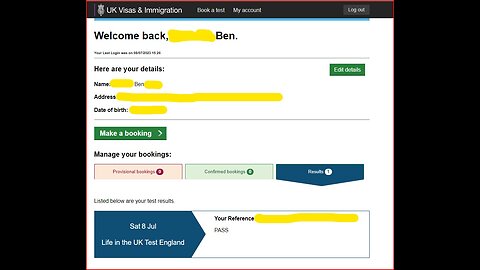 Sharing the experience about taking life in the UK test