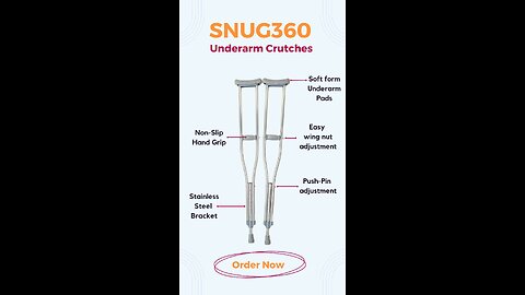SNUG360 - Stainless Steel Underarm Walking Crutches for Adults