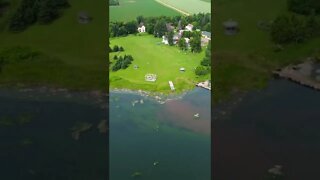Drone shot over a lake