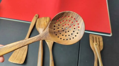 Unboxing: Wooden Kitchen Utensils Set, 6Pcs Natural Teak Wooden Cooking Utensils Set Wooden Spoons