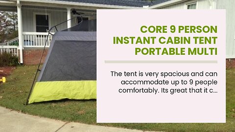 CORE 9 Person Instant Cabin Tent Portable Multi Room Stand Up Tent for Family with Storage Po...