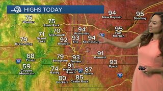 Highs in the 90s with scattered late-day storms Tuesday