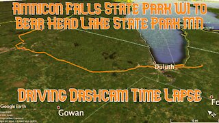 AMNICON FALLS STATE PARK WI TO BEAR HEAD LAKE STATE PARK MN / Driving Dashcam Time Lapse