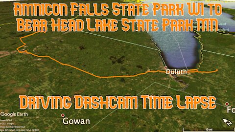 AMNICON FALLS STATE PARK WI TO BEAR HEAD LAKE STATE PARK MN / Driving Dashcam Time Lapse