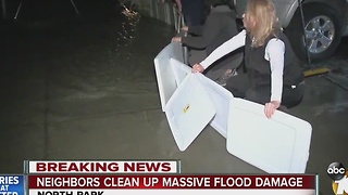 Neighbors clean up massive flood damage in North Park