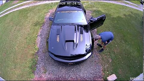 My Security Camera Caught Me Rubbing Down THe Mustang! ( Different Point Of View Footage )
