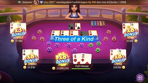 Three of the kind VS Full House with × 8bonus | Spectacular Poker game full of bonuses