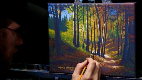 Acrylic Landscape Painting of an Autumn Forest and Path - Time Lapse - Artist Timothy Stanford