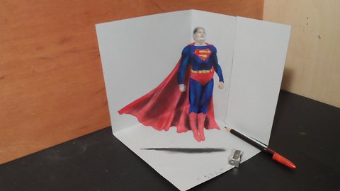 How to draw a 3D levitating Superman