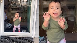 Toddler has precious reaction when mom comes home