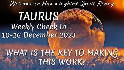 TAURUS Weekly Check In 10-16 December 2023 - WHAT IS THE KEY TO MAKING THIS WORK?