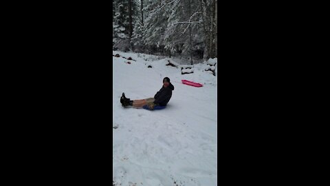 Sledding in shorts