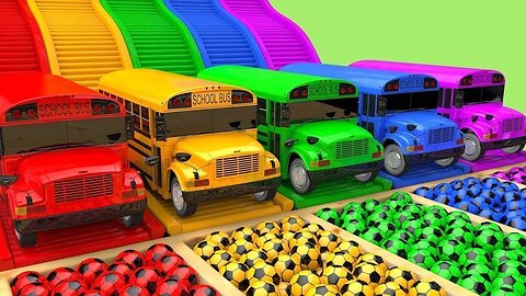 Learn Colors with 7 Street Vehicles and Soccer Ball Flying Toy Cars Pretend Play for Kids