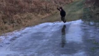 Ice sliding epic fail
