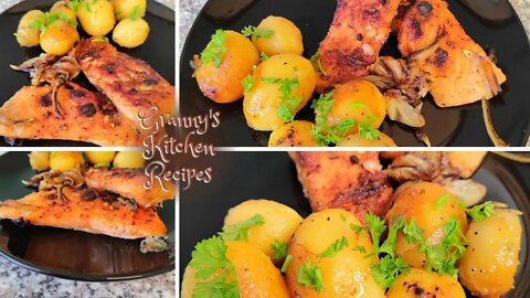 Easy Salmon Recipe Baked in The Oven with Roasted Potatoes | Dinner Ideas | Granny's Kitchen Recipes