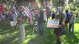 Demonstrators march to Boise City Hall with a message of supporting the police