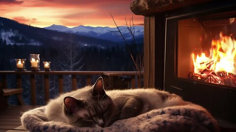 Cat Purr ASMR and Fireplace Sounds | Relaxing and Soothing Video