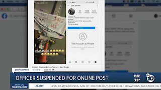 SDPD officer suspended for online post