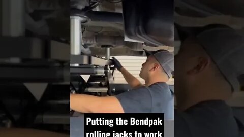 Bendpak rolling jacks making the job easier and safer.
