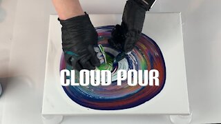 (103) Cloud Pour -A Tree Ring With DecoArt Satin Enamel -Acrylic Pouring