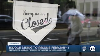 Restaurant owners react as they get ready for indoor dining restarting February 1st at a limited capacity