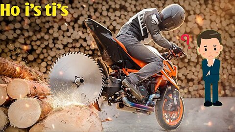 Cut trees with a bike KTM 390. See how to cut down a whole tree with a bike