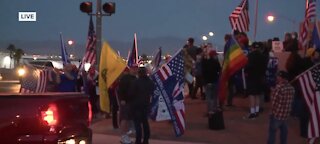 Demonstrators gather in support of Trump at Clark County Election Department