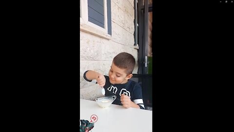 How to Eat Ice Cream - Shown by My 5 Years Old Son :)