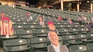 At Indians games you can now get a cardboard cutout with your picture placed randomly throughout the Progressive field stadium for baseball games, for one hundred dollars.