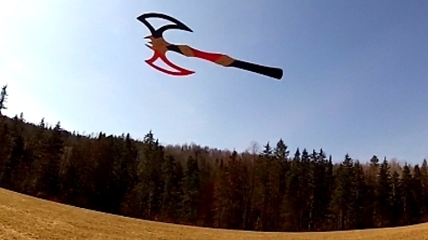 Battleaxe boomerang flies and return to owner