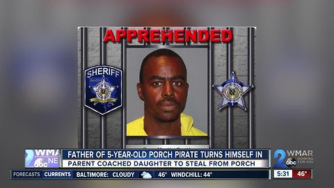 Father arrested after coaching 5-year-old porch pirate