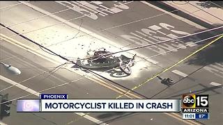 Motorcyclist dead after fiery crash in Phoenix