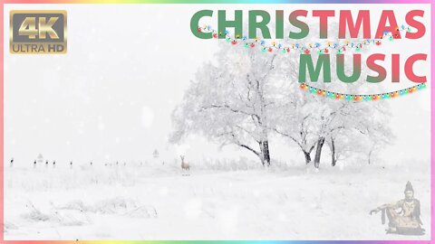 [4K] Snowy Winter Mood Scene & Christmas Holiday Music ❄⛄☃🌨🦌🎅